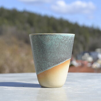 Handmade Stoneware Coffee Mug | Flow - Matte Turquoise/Gray