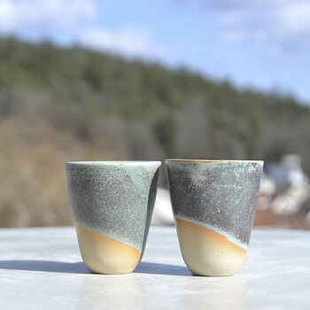 Handmade Stoneware Shot Mug | Flow - Turquoise/Gray