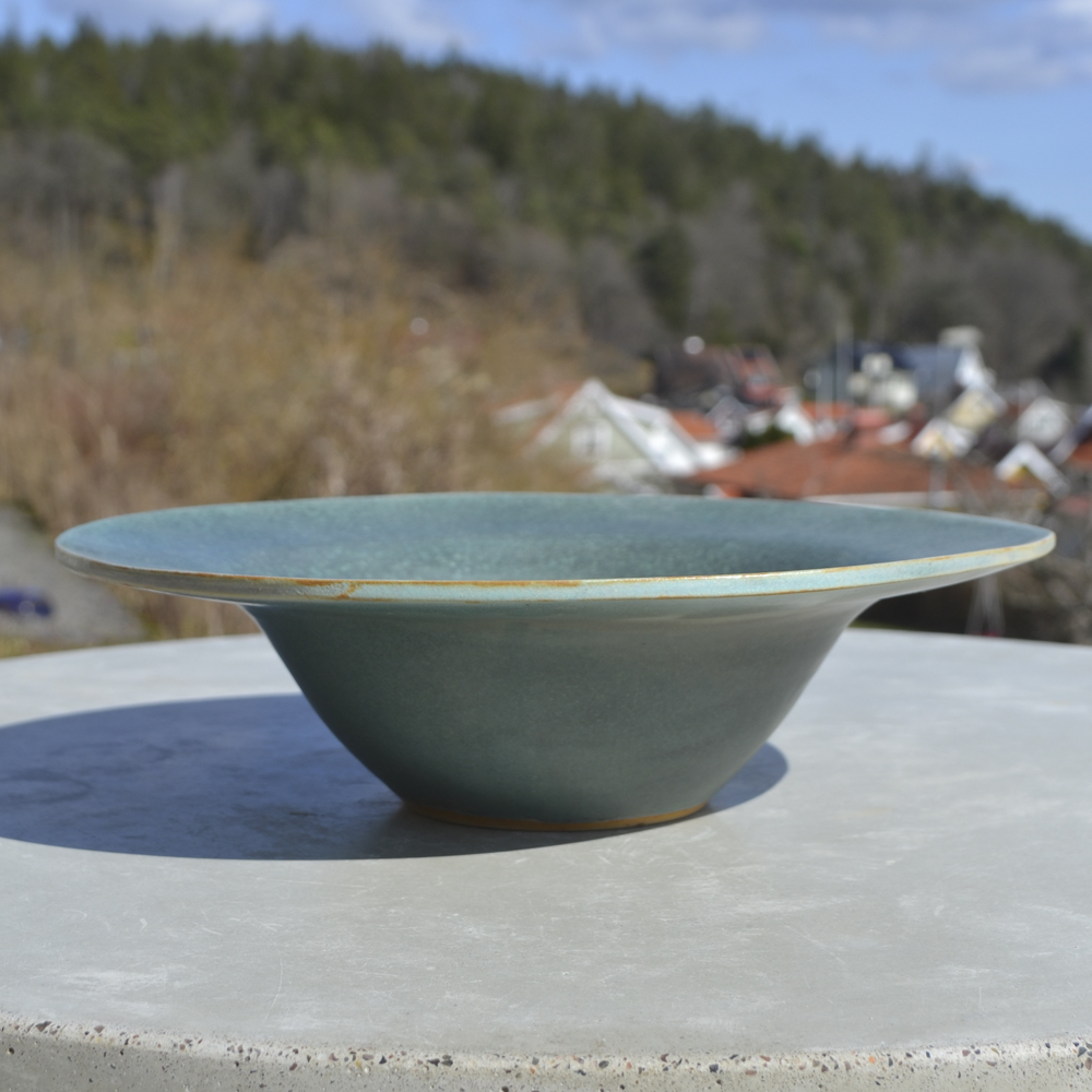 Handgjord Pastatallrik stengods | Flow – turkos/grå - 2