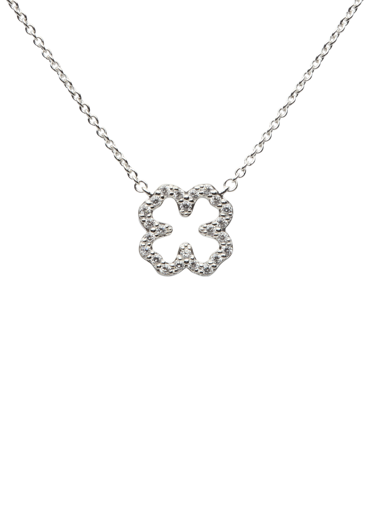 PAVÉ SERIE VIERBLÄTTRIGES KLEEBLATT KETTE STERLING SILBER