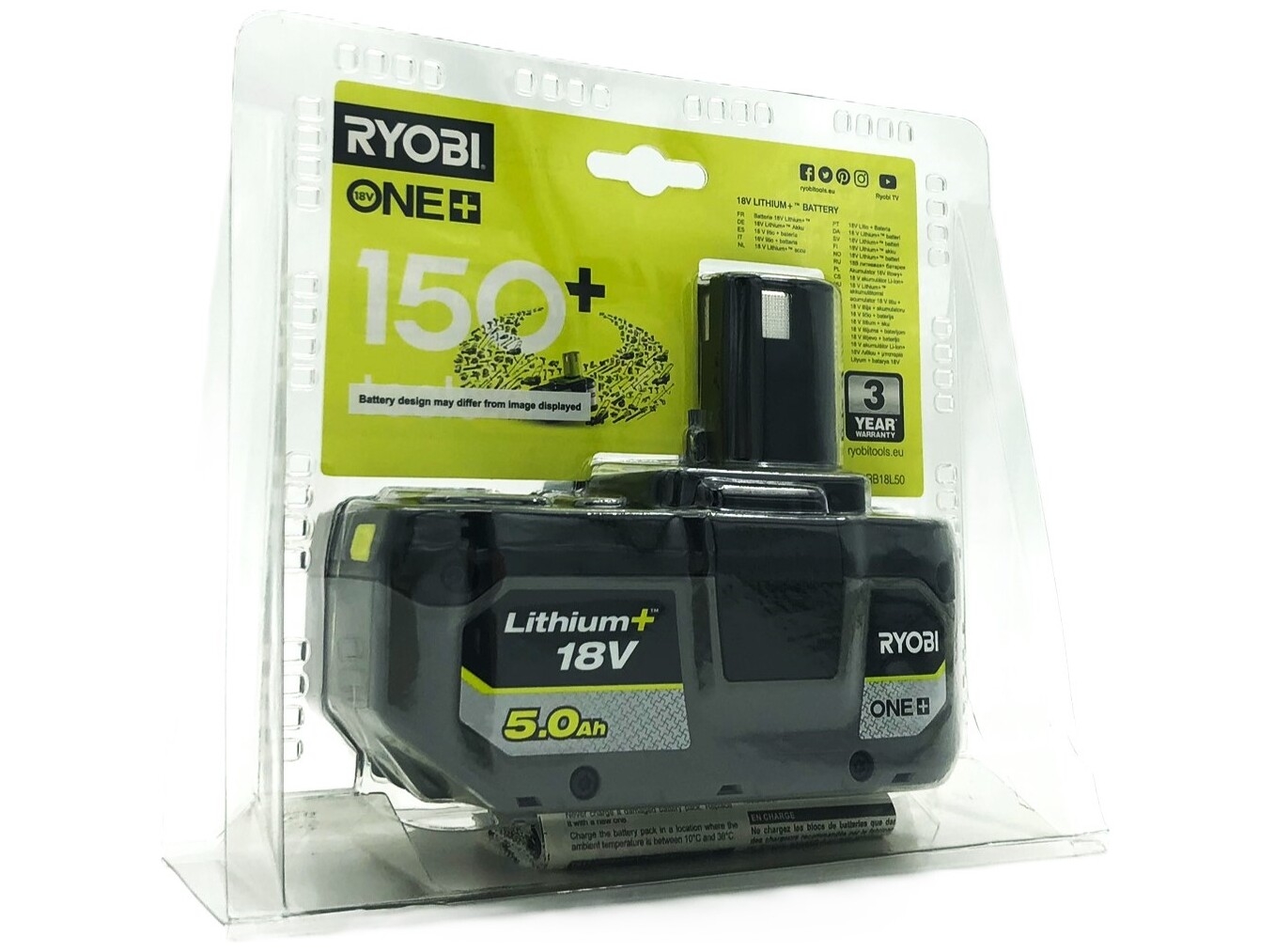 Ryobi RB18L50 ONE+ Akku 18 V/5,0 Ah Lithium+