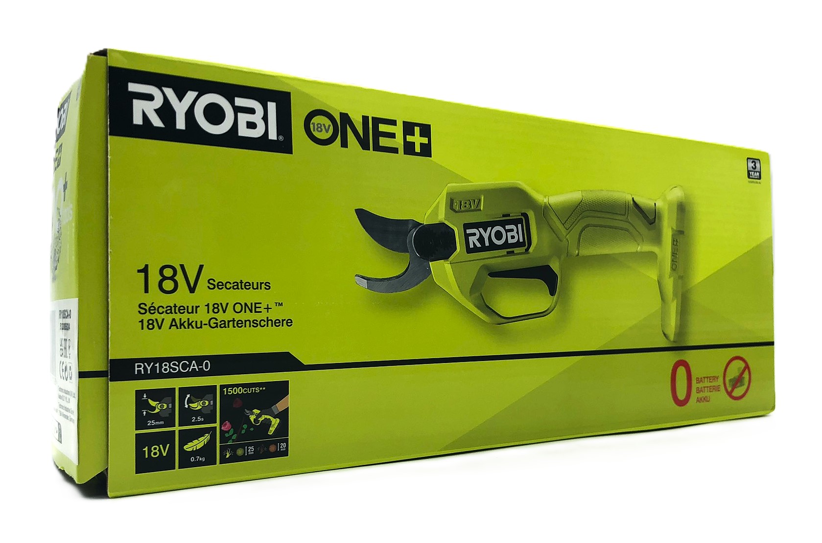 Ryobi RY18SCA-0 2,5 cm grön 18V sladdlös sekatör - 3