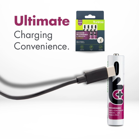 Uniross uppladdningsbart batteripaket med 4 st. AAA