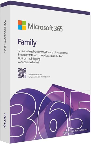 Microsoft 365 Family-licensprenumeration 1 år Upp till 5 enheter Upp till 6 användare Windows MacOS