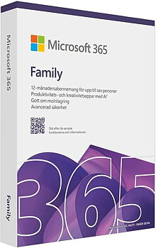 Microsoft 365 Family-licensprenumeration 1 år Upp till 5 enheter Upp till 6 användare Windows MacOS