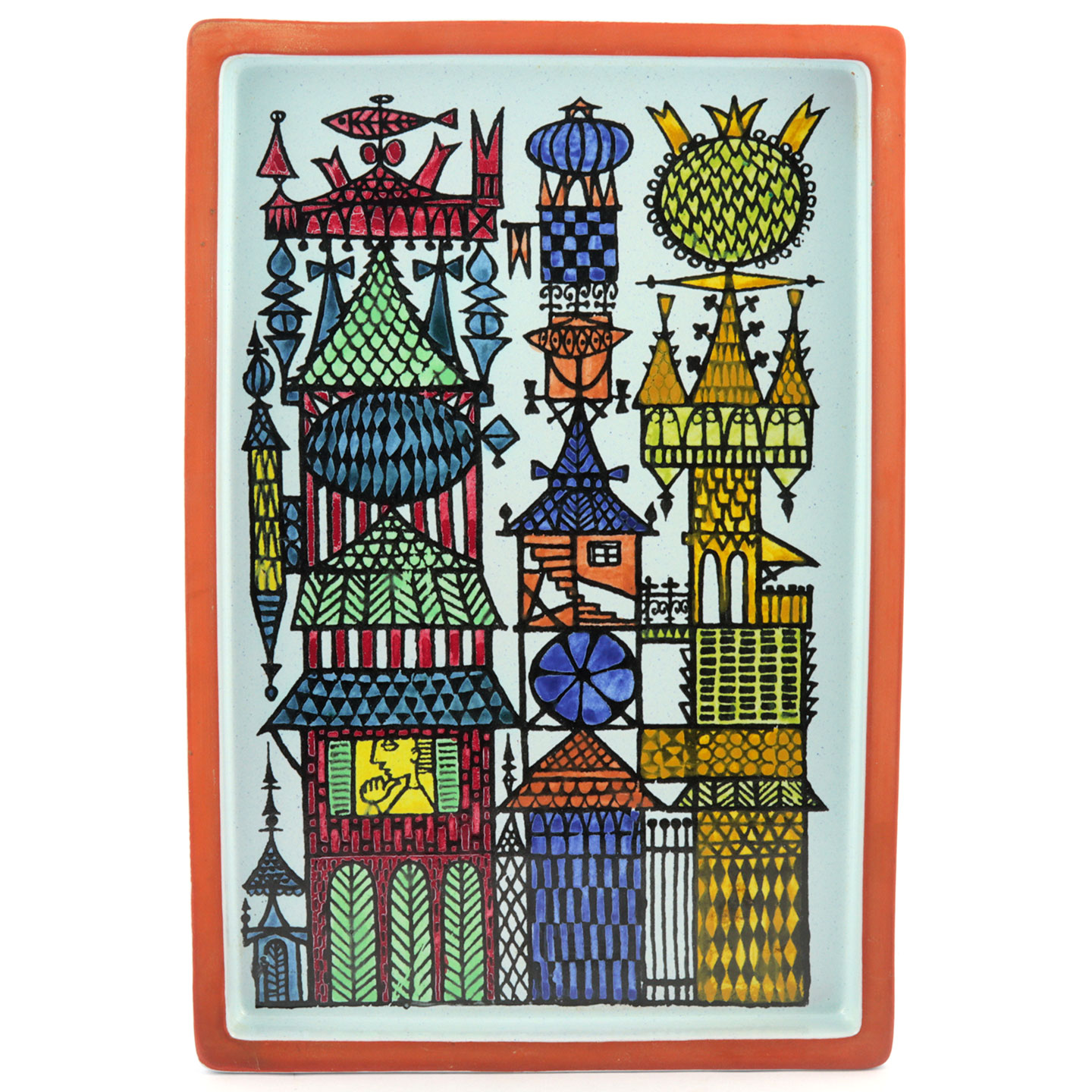 Stig Lindberg (Karneval 1958) Wall Plaque with Town Decor 31 cm