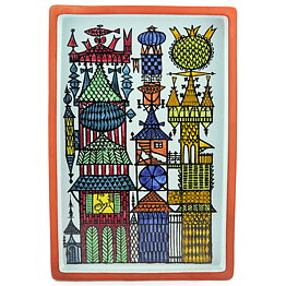 Stig Lindberg (Karneval 1958) Wall Plaque with Town Decor 31 cm