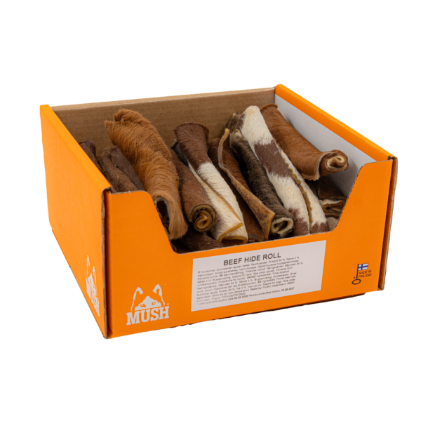MUSH  Beef Hide Roll  L ca 20 cm - finländsk nöthud med päls