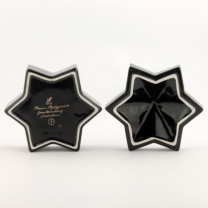 Karin Björquist (1980s) Black Jar with Star Form and Silver Details 14/10 cm