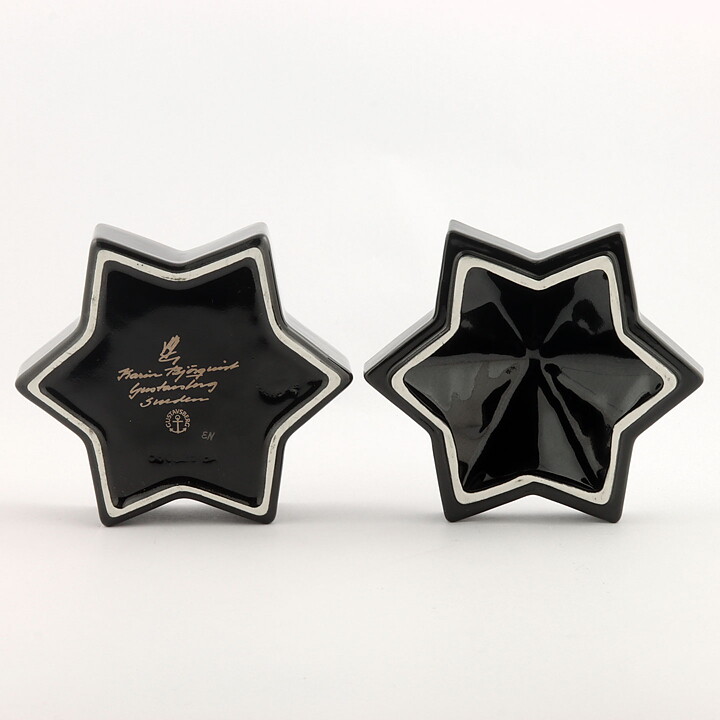 カリン・ビョールクイスト  星型の黒い容器  シルバーの装飾  (14/10cm)  1980年代 