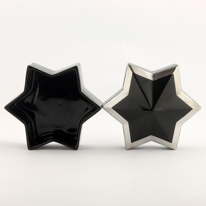 Karin Björquist (1980s) Black Jar with Star Form and Silver Details 14/10 cm