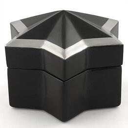 Karin Björquist (1980s) Black Jar with Star Form and Silver Details 14/10 cm