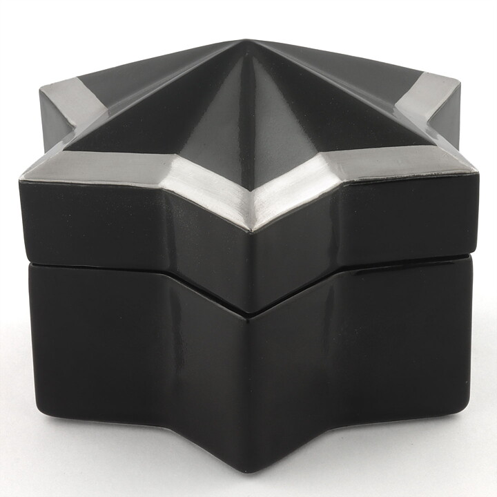 Karin Björquist (1980s) Black Jar with Star Form and Silver Details 14/10 cm