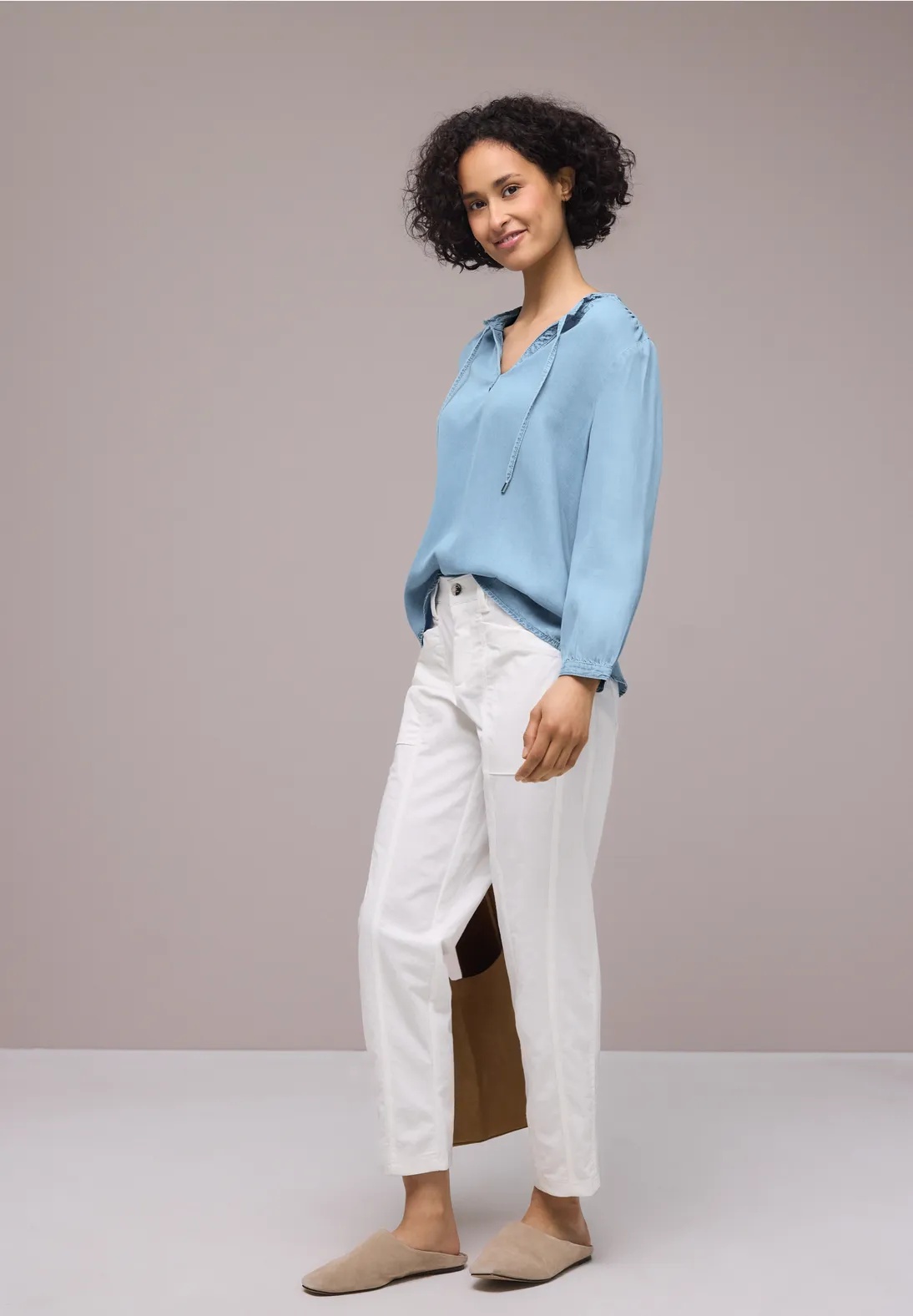 SOL Washed Splitneck Blouse - Street One - 4