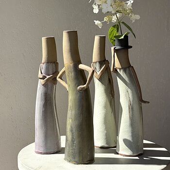 Handmade stoneware rolled vase | Gestures - different characters