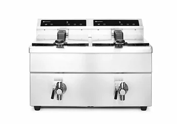 Induction fryer with drain tap, 2x8 l
