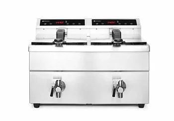 Induction fryer with drain tap, 2x8 l
