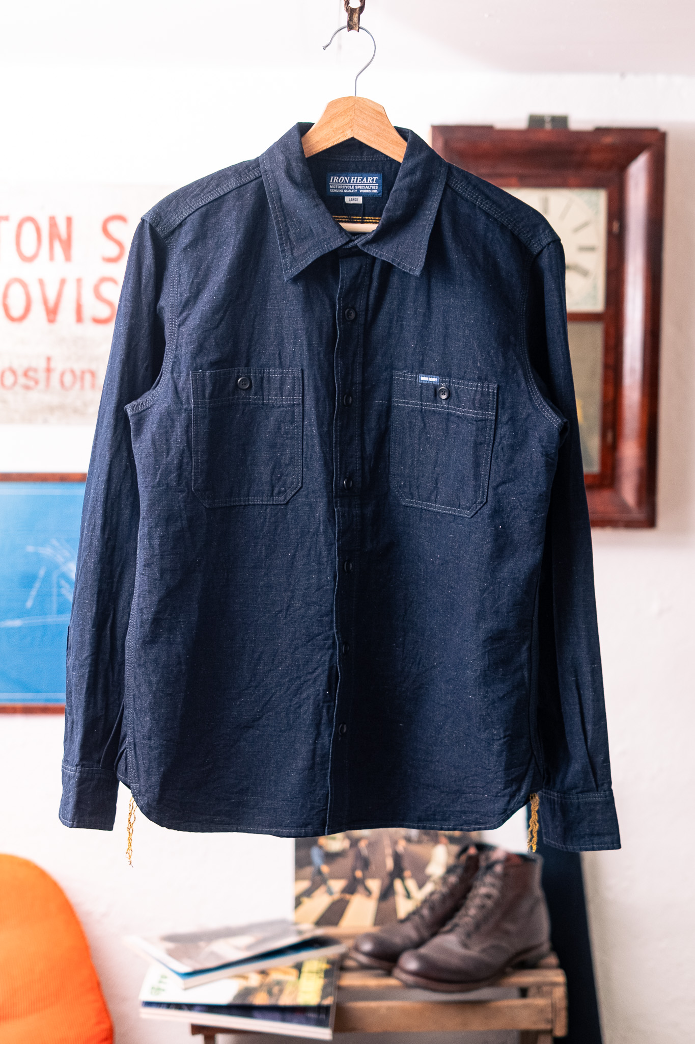 Iron Heart - IHSH-443-IND 7oz Cotton Linen Chambray Work Shirt