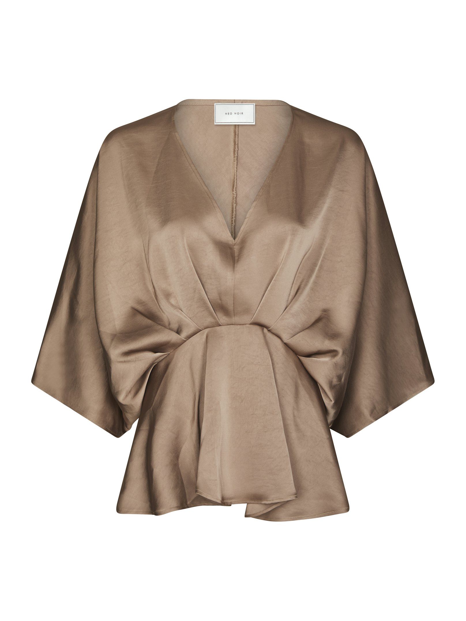 Neo Noir - Rivina Heavy Sateen Blouse Dark Taupe - 5
