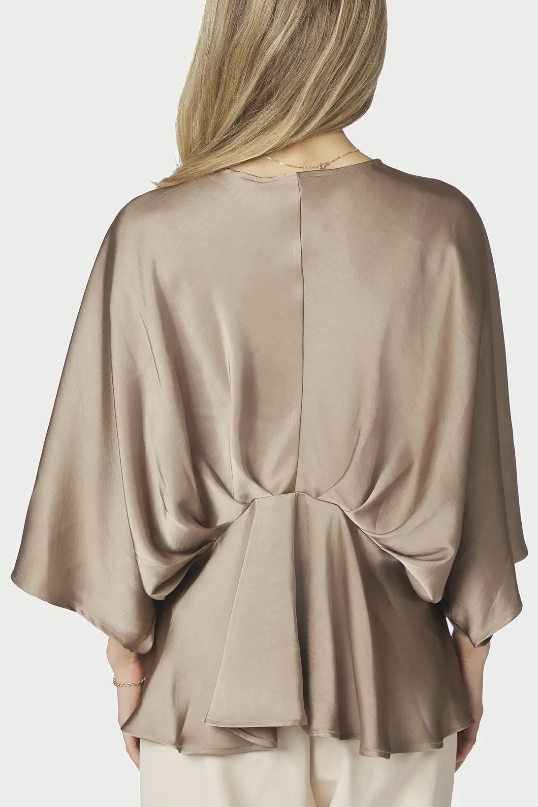 Neo Noir - Rivina Heavy Sateen Blouse Dark Taupe - 2
