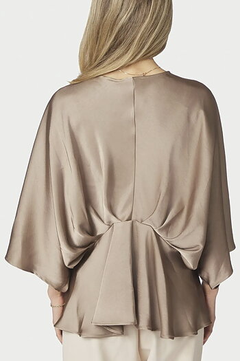 Neo Noir - Rivina Heavy Sateen Blouse Dark Taupe