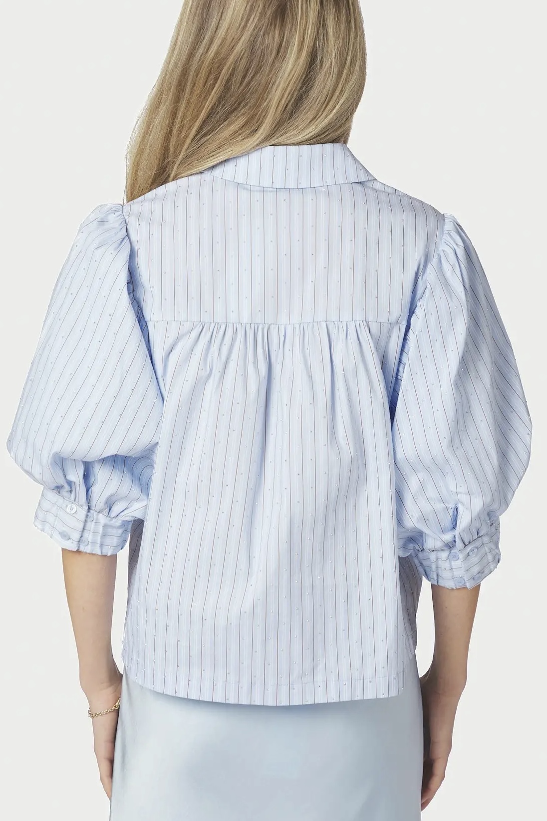 Neo Noir  - Etta  Stripe Stone Shirt Light Blue - 3