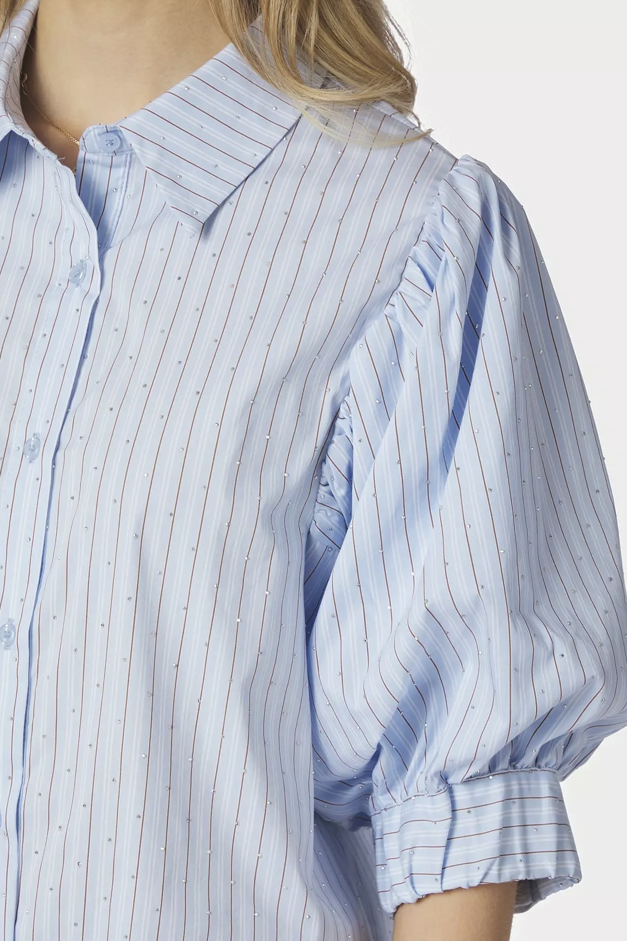 Neo Noir  - Etta  Stripe Stone Shirt Light Blue - 4