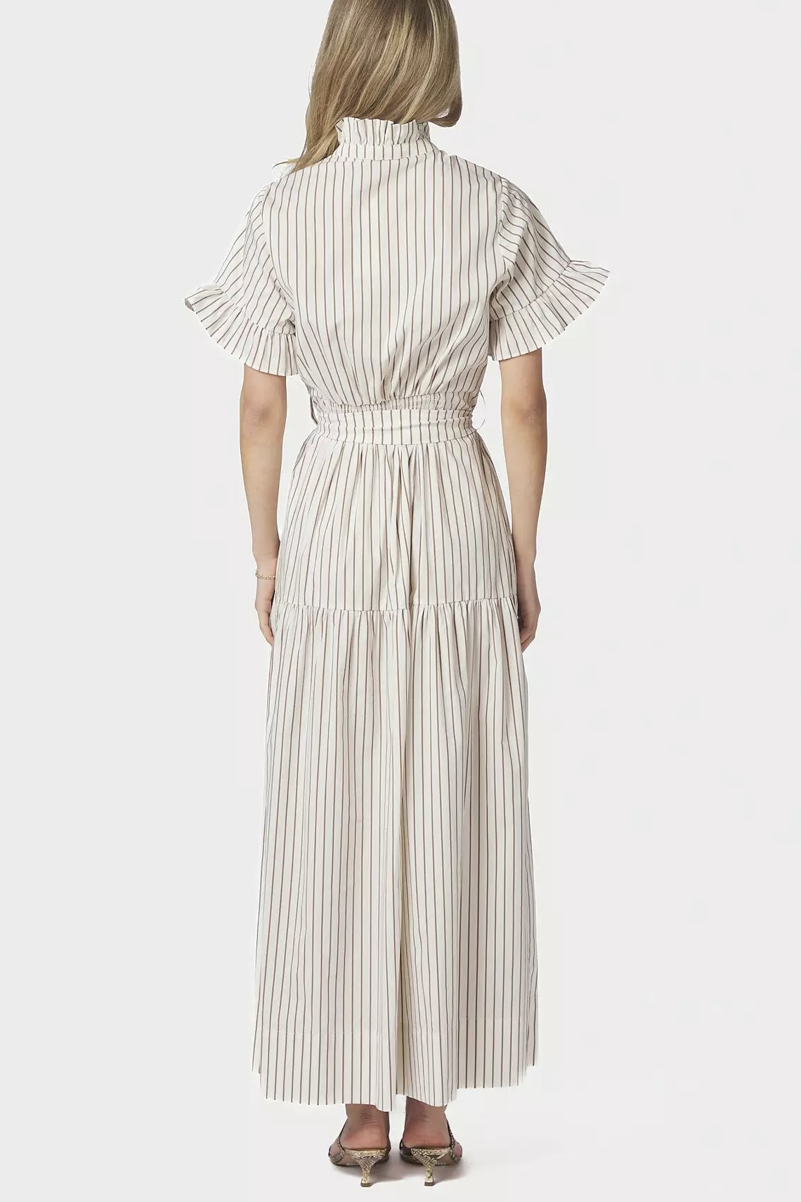 Neo Noir  - Nellie Wide Stripe Dress Ivory - 2