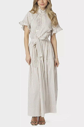 Neo Noir  - Nellie Wide Stripe Dress Ivory