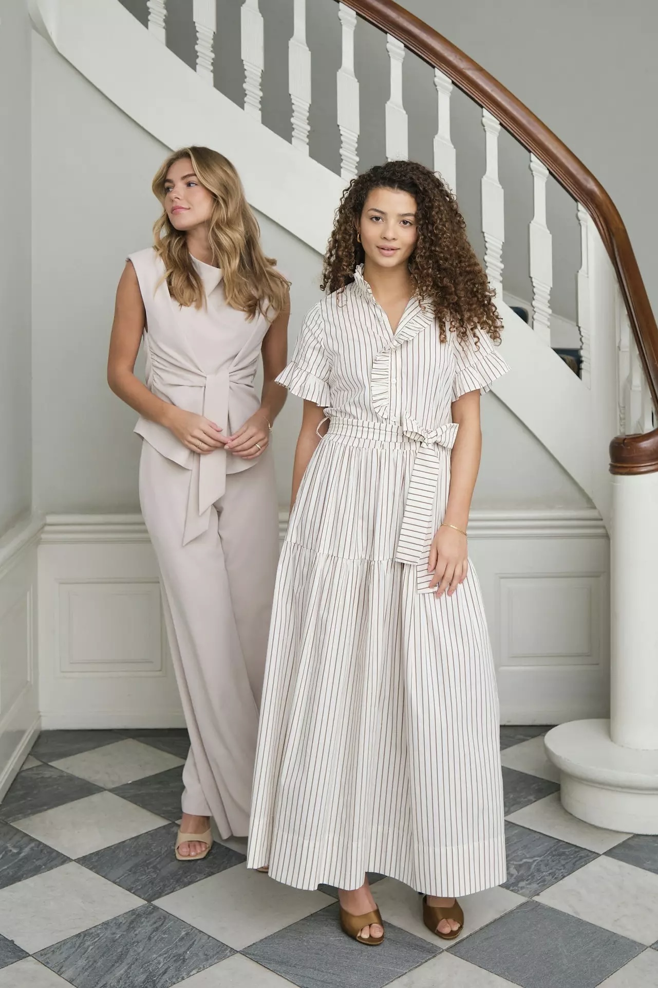 Neo Noir  - Nellie Wide Stripe Dress Ivory - 8