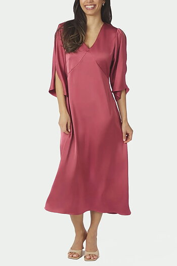Neo Noir - Remara Heavy Sateen Dress Cherry Pink