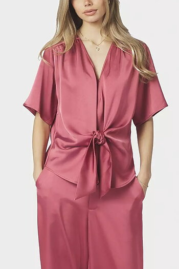 Neo Noir - Casadia Heavy Sateen Blouse Cherry Pink