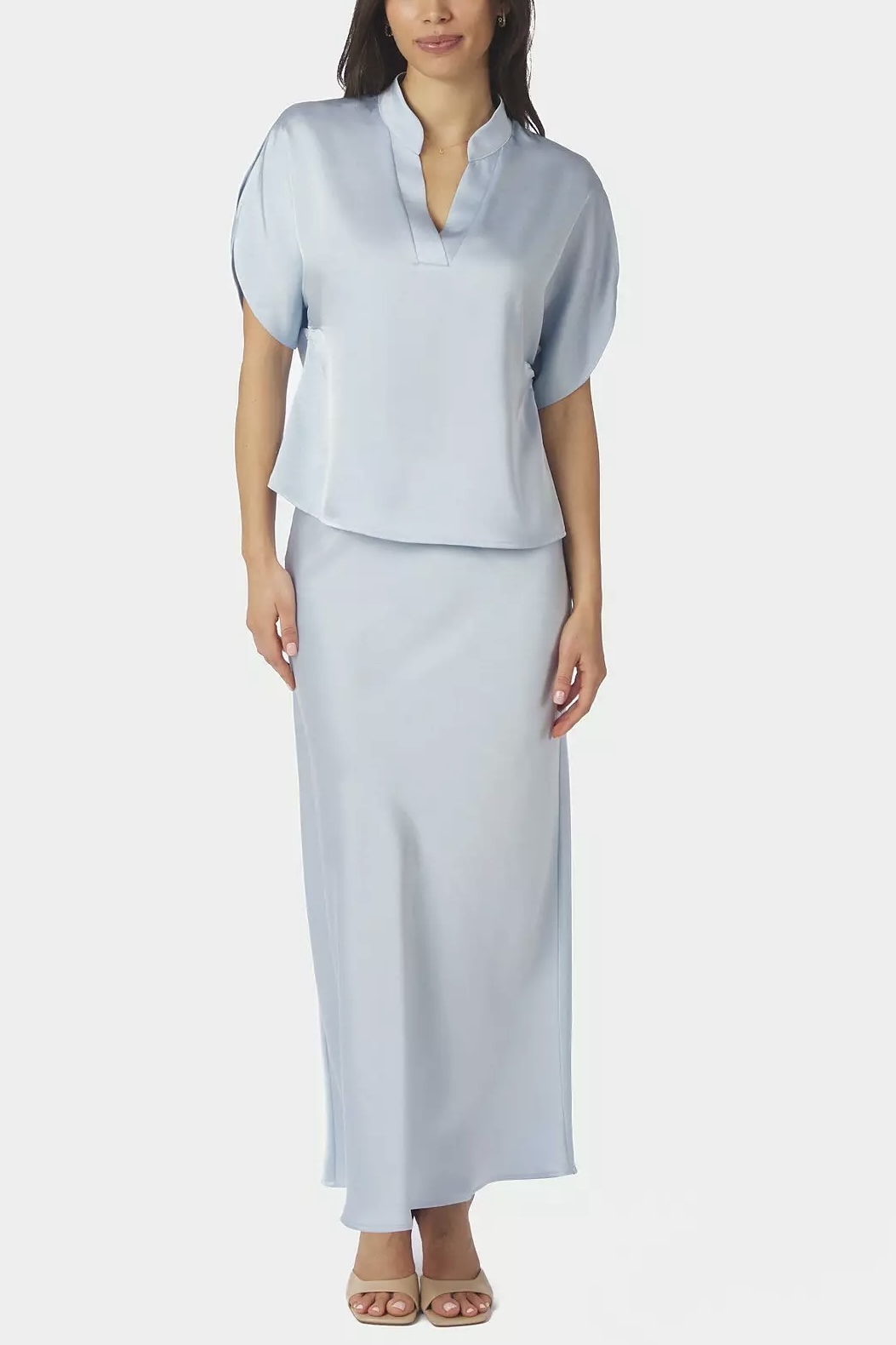 Neo Noir - Anelle Heavy Sateen Blouse Light Blue - 2