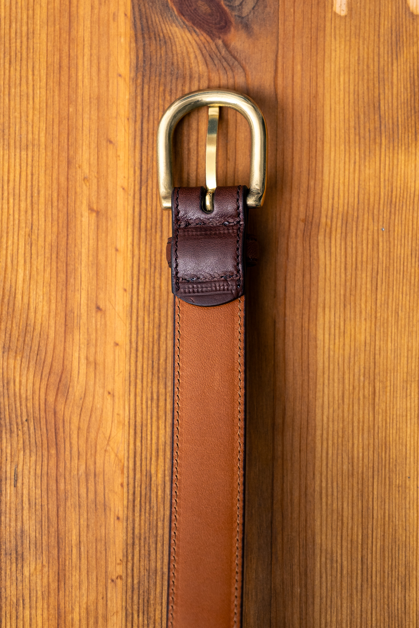Kamakura - Horseshoe Buckle Slim Leather Belt Brown - Göteborg