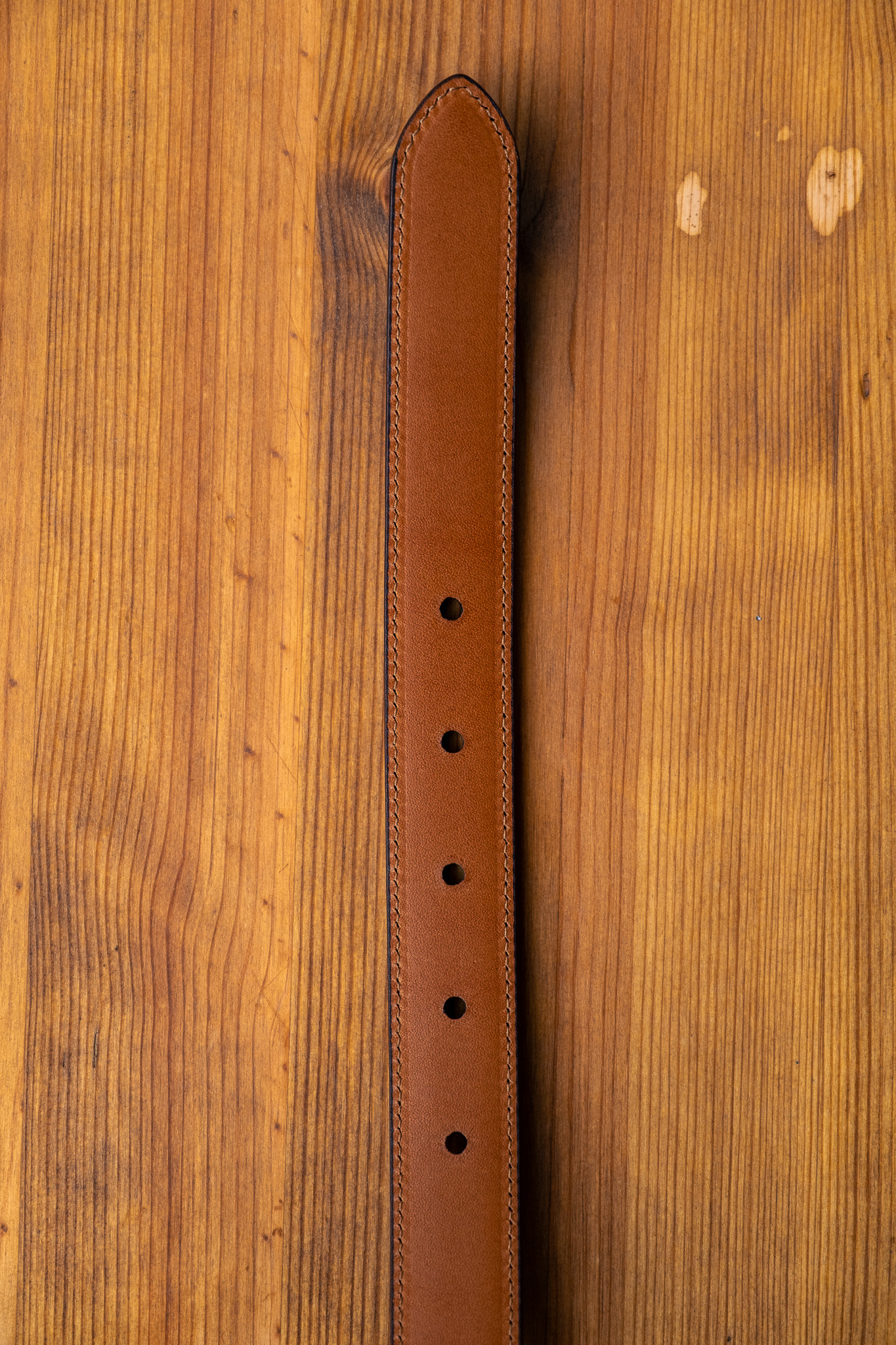 Kamakura - Horseshoe Buckle Slim Leather Belt Brown - 4