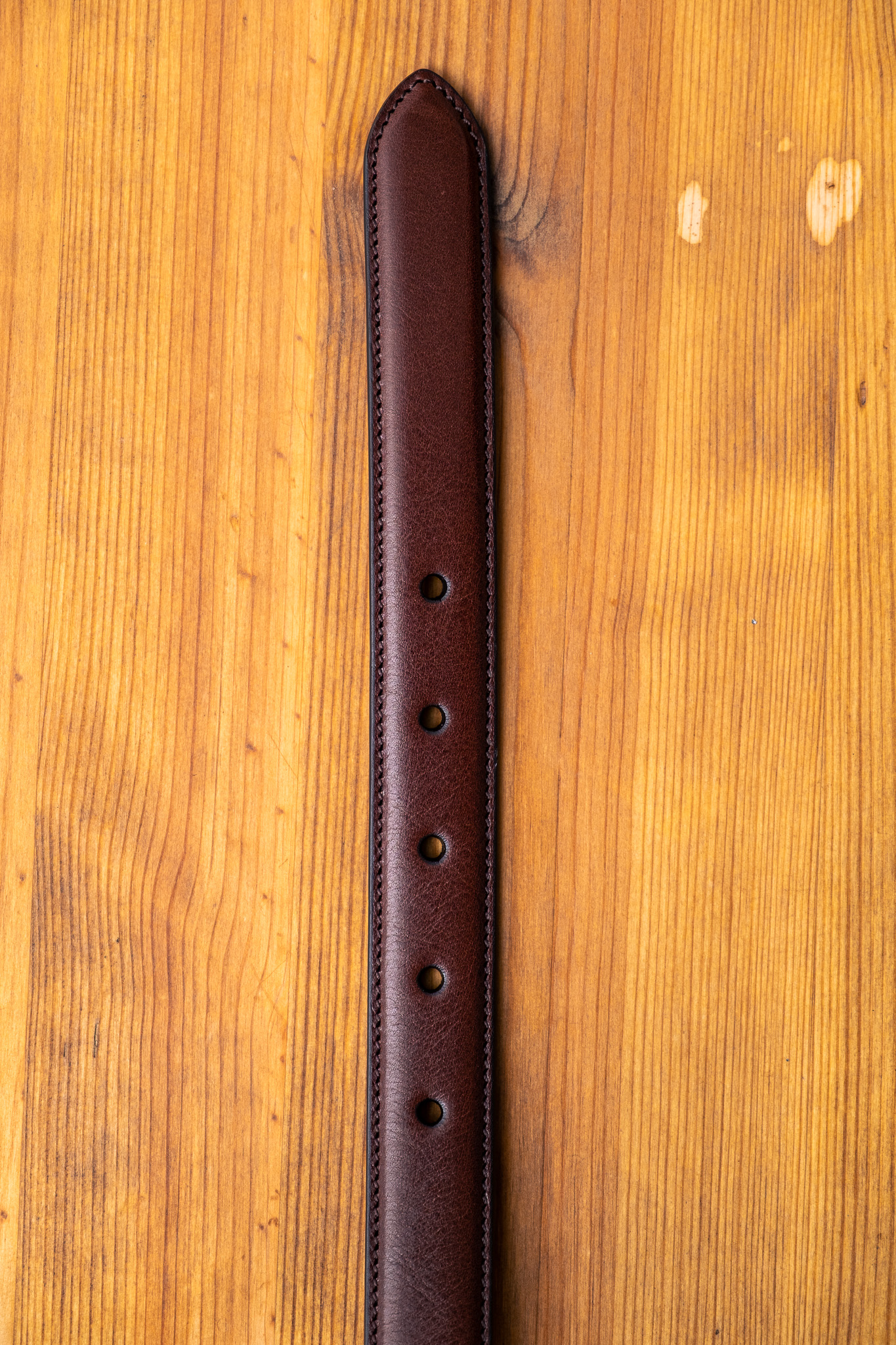 Kamakura - Horseshoe Buckle Slim Leather Belt Brown - 5