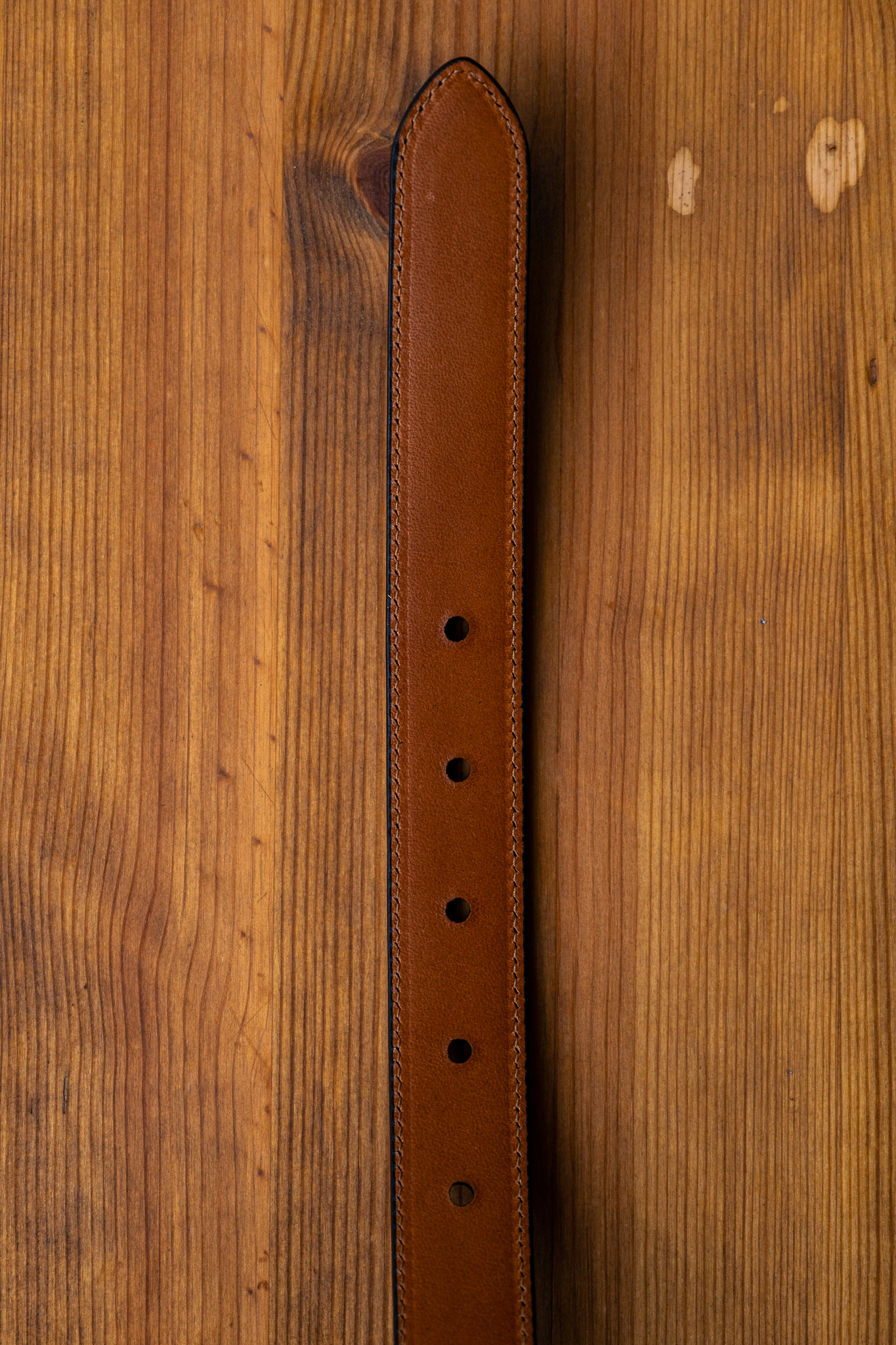 Kamakura - Horseshoe Buckle Slim Leather Belt Black - 4