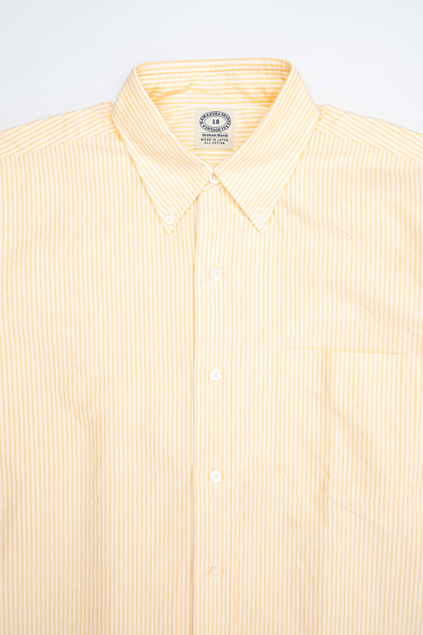 Kamakura - Vintage Ivy Fit Button Down Oxford Shirt Yellow University Stripe - 3
