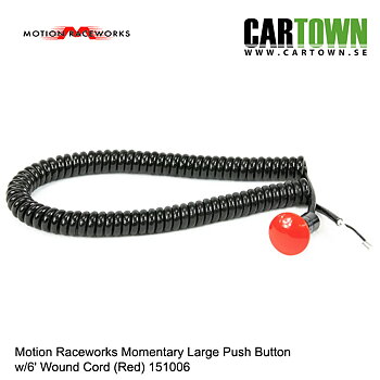 Motion Raceworks Momentary Large Mushroom Push Button w/6' Wound Cord (Red)