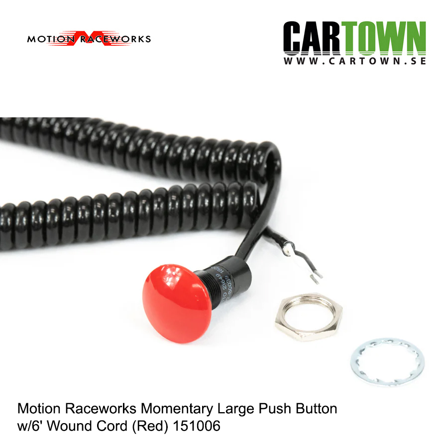 Motion Raceworks Momentary Large Mushroom Push Button w/6' Wound Cord (Red) - 2