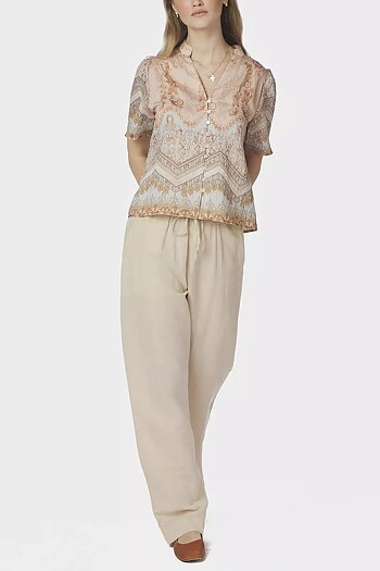Neo Noir - Torana Flower Border Blouse Flower Peach