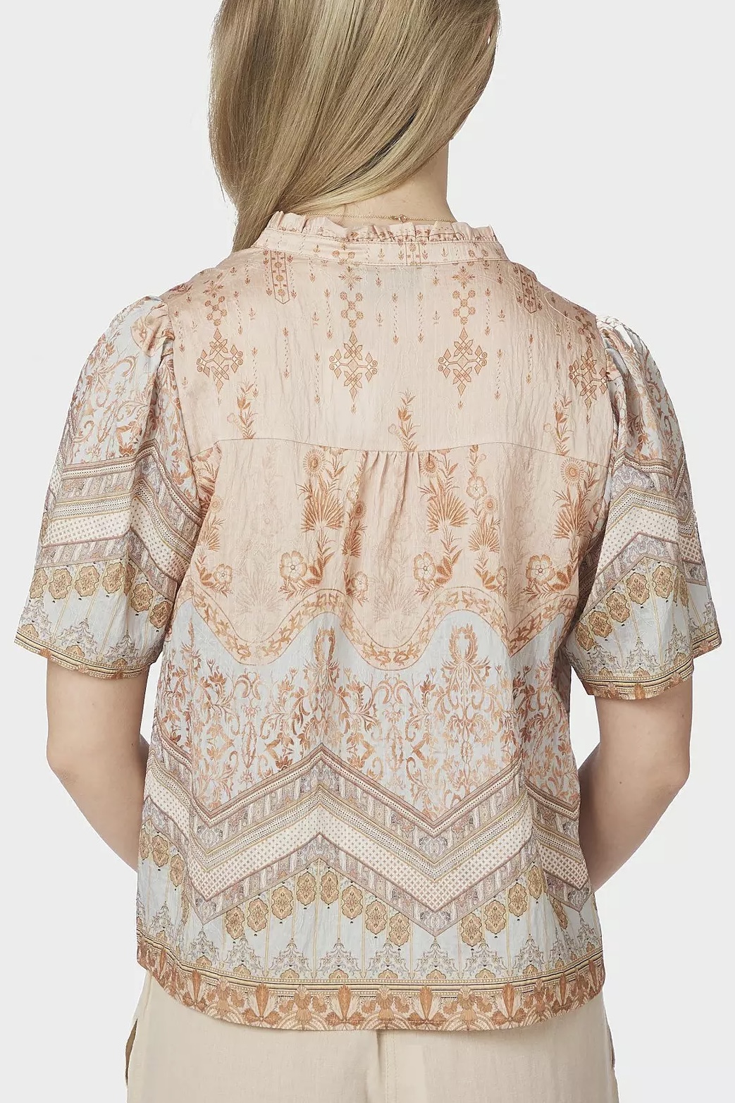 Neo Noir - Torana Flower Border Blouse Flower Peach - 3