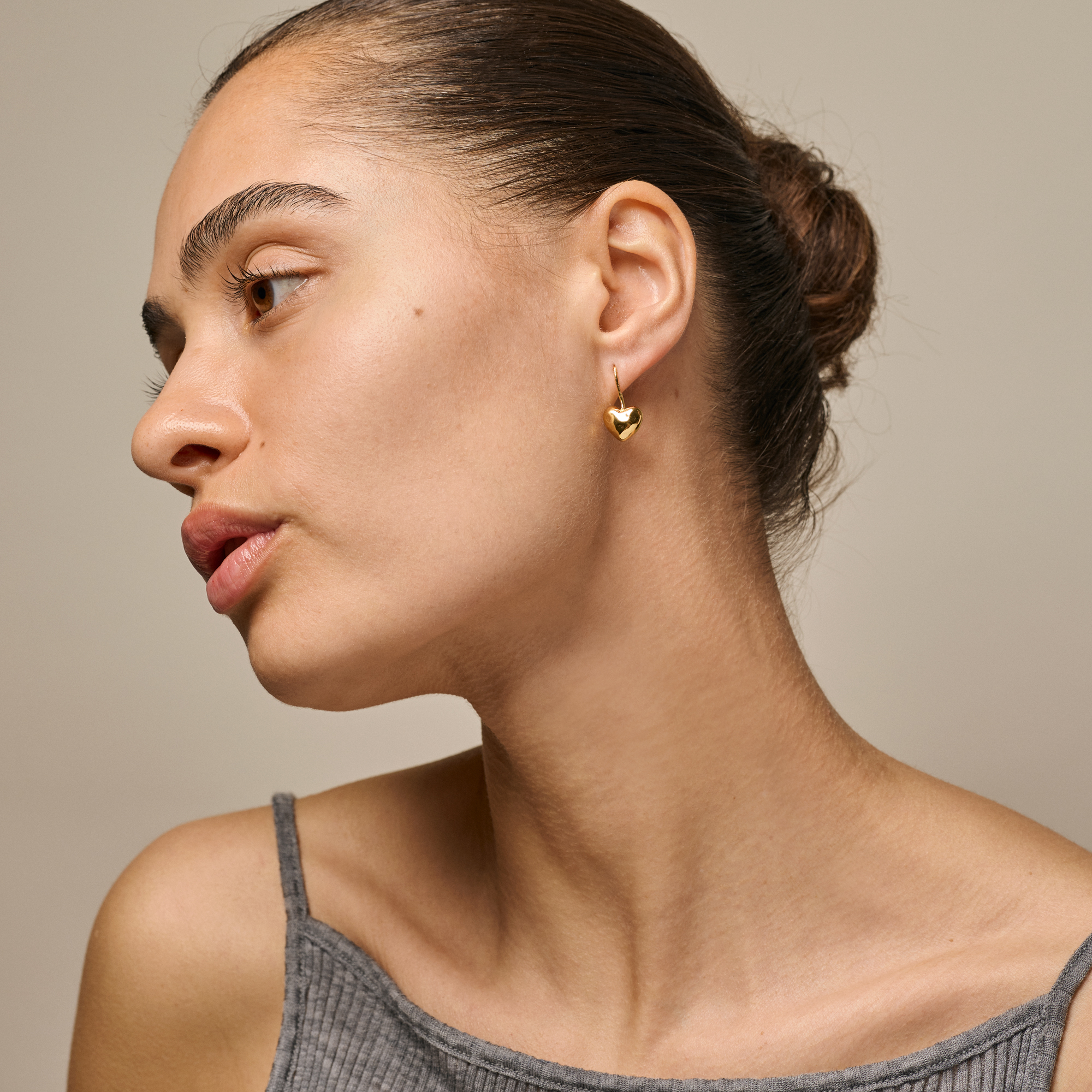 Enamel Copenhagen Earrings, Poma Heart Heart, Sterling Silver, 18 K Gold Plated - 2