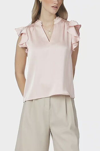 Neo Noir  - Stella Heavy Satin Blouse Light pink