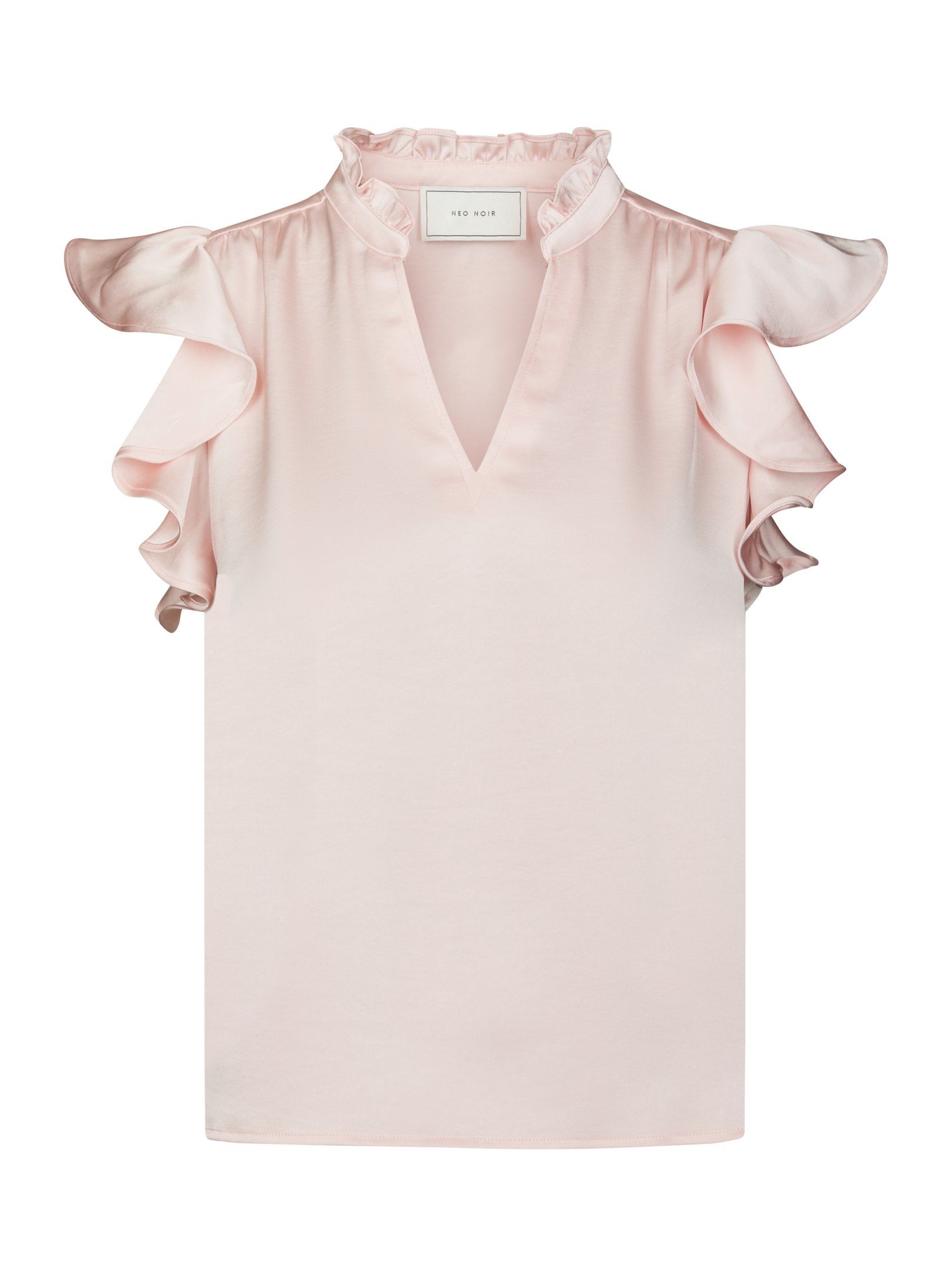Neo Noir  - Stella Heavy Satin Blouse Light pink - 5