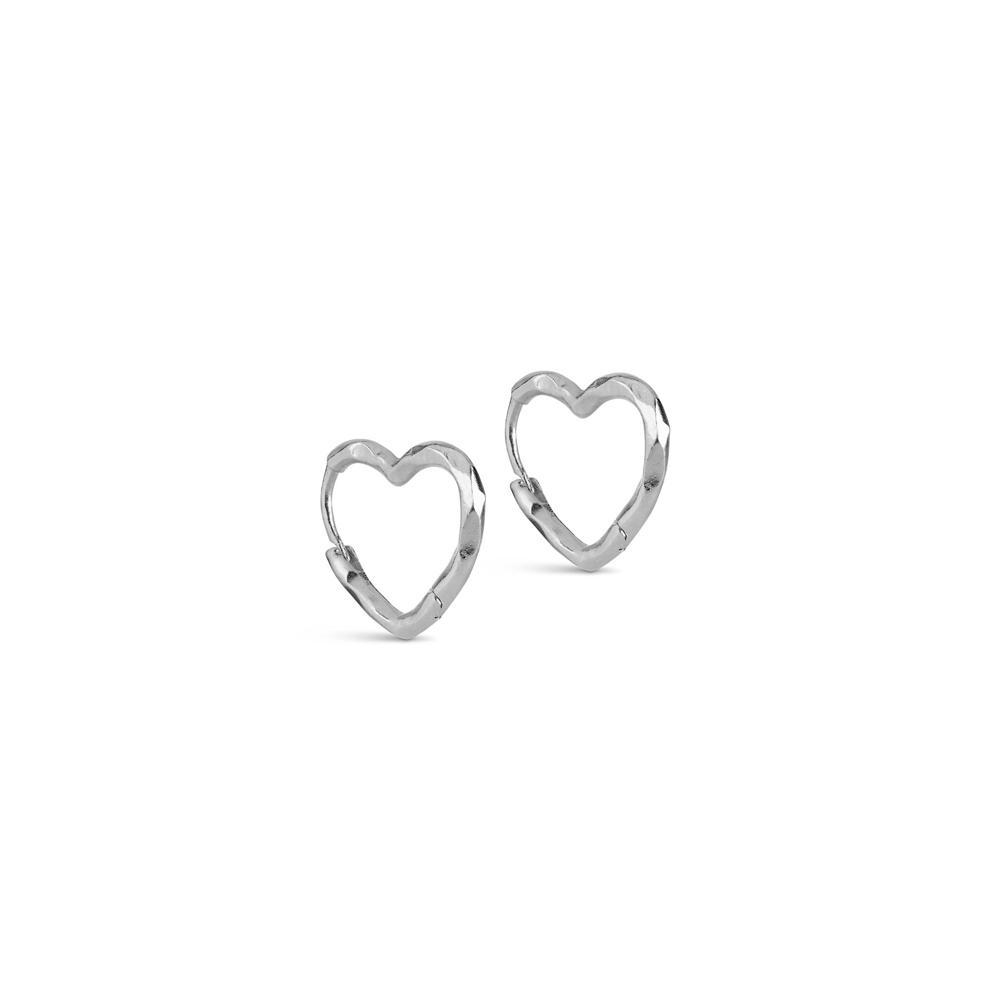 Enamel Copenhagen Earrings Small, Hoops, Organic Heart Sterling Silver