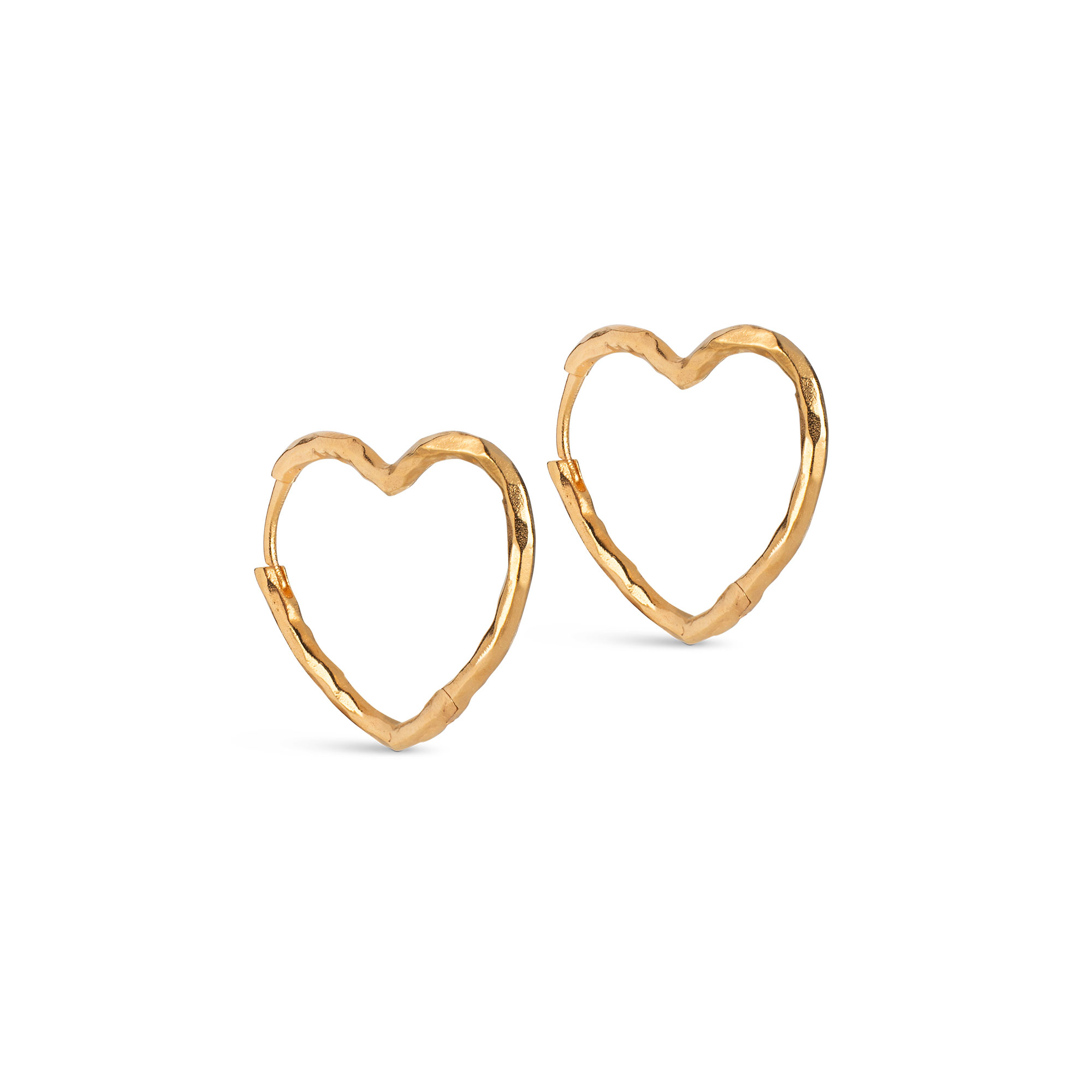 Enamel Copenhagen Earrings, Hoops Medium, Organic Heart Sterling Silver, 18K Gold Plated