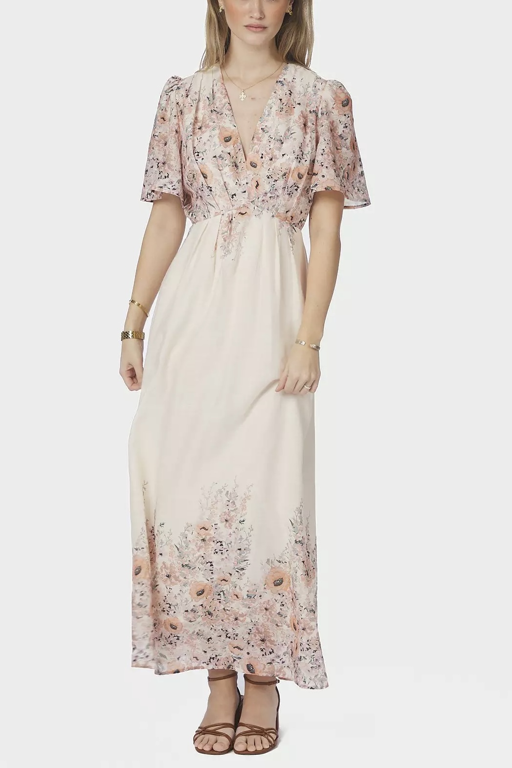 Neo Noir - Serna Flower Print Dress Burned Powder