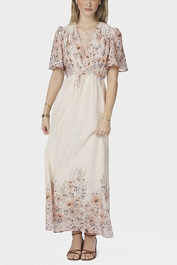 Neo Noir - Serna Flower Print Dress Burned Powder