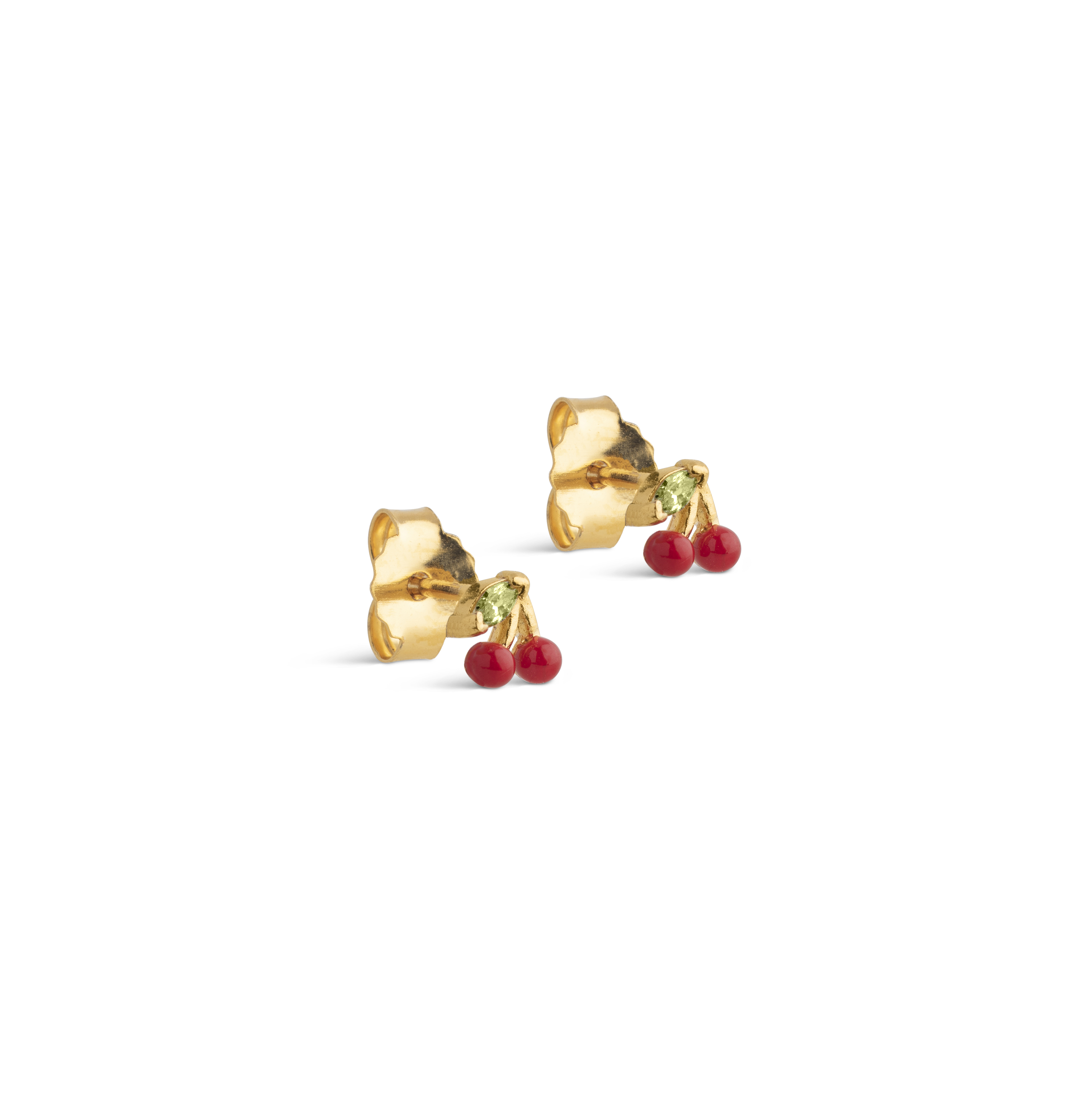 Enamel Copenhagen,  Cherry Studs, Sterling Silver, 18K Gold Plated